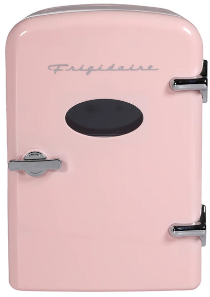 Frigidaire 6-Cans/4L Mini Retro Mini Refrigerator in Pink EFMIS229-PINK, Includes 110V home power cord & 12V DC car adapter