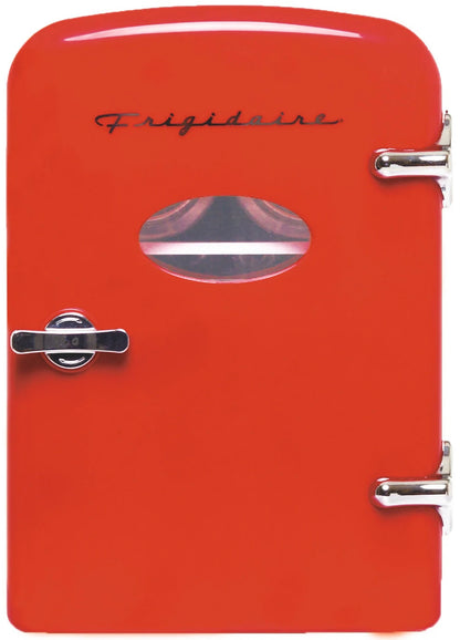Frigidaire 6 Can/4L Mini Personal Retro Fridge Cooler Includes AC Power Cord & 12V DC Car Adapter EFMIS229-RED