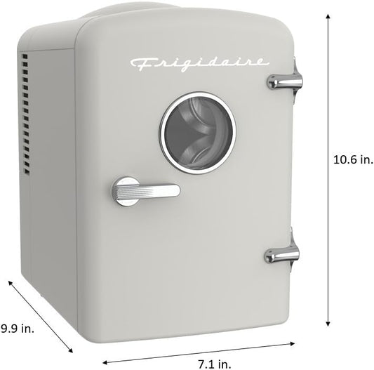 Frigidaire 6 Can/4L Mini Personal Retro Fridge Cooler EFMIS229-Moonbeam, Includes Home and 12V Car Cord, 4-liter capacity chills six 12 oz. soda cans