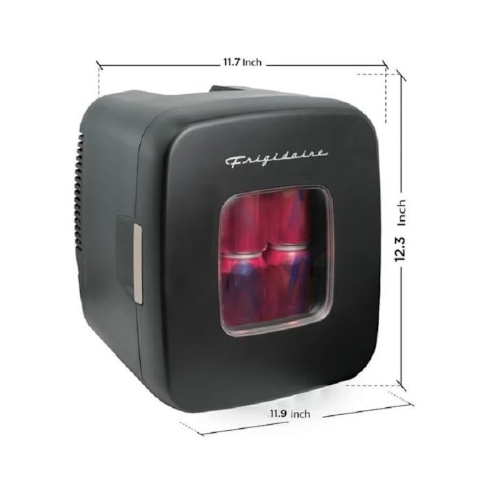 Frigidaire Retro 12 Can Mini Beverage/Skincare Cooler, Plugs into a 12V car adapter or 110V home outlet - EFMIS351-Black