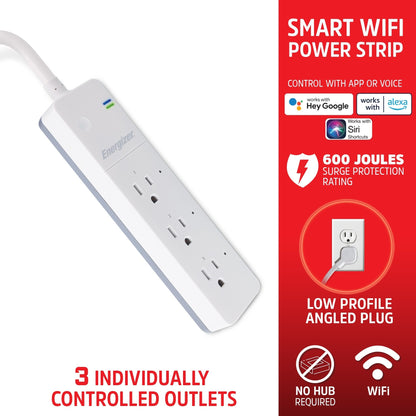 Energizer Connect 125-Volt 3 -Outlet Indoor Smart Plug EIX3-1003-WHT