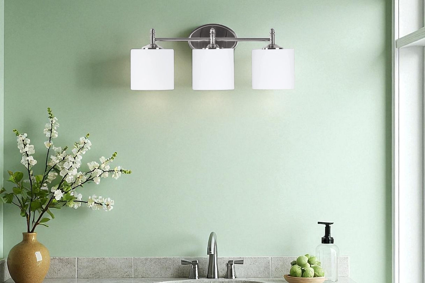 Sunset Lighting Vanity 3-Light 100W MB Bright Satin Nickel - F11003-80