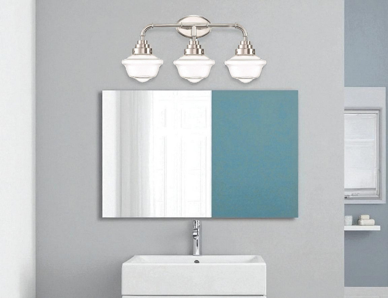 Sunset Lighting ECLAT 3-Light 60W MB Vanity, Bright Satin Nickel F13003-80
