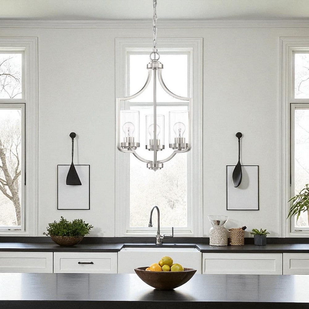 Sunset Lighting Prestige 3-Light Chandelier, Bright Satin Nickel - F15013-80