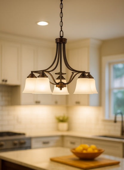 Sunset 5-Light Marston Chandelier Down 100W Provincial Bronze F16006-64