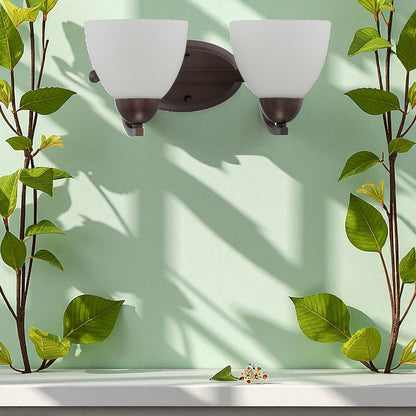 Sunset Lighting 2-Light Preston 100W Wall Sconce Provincial Bronze Opal Etched Glass F16092-64