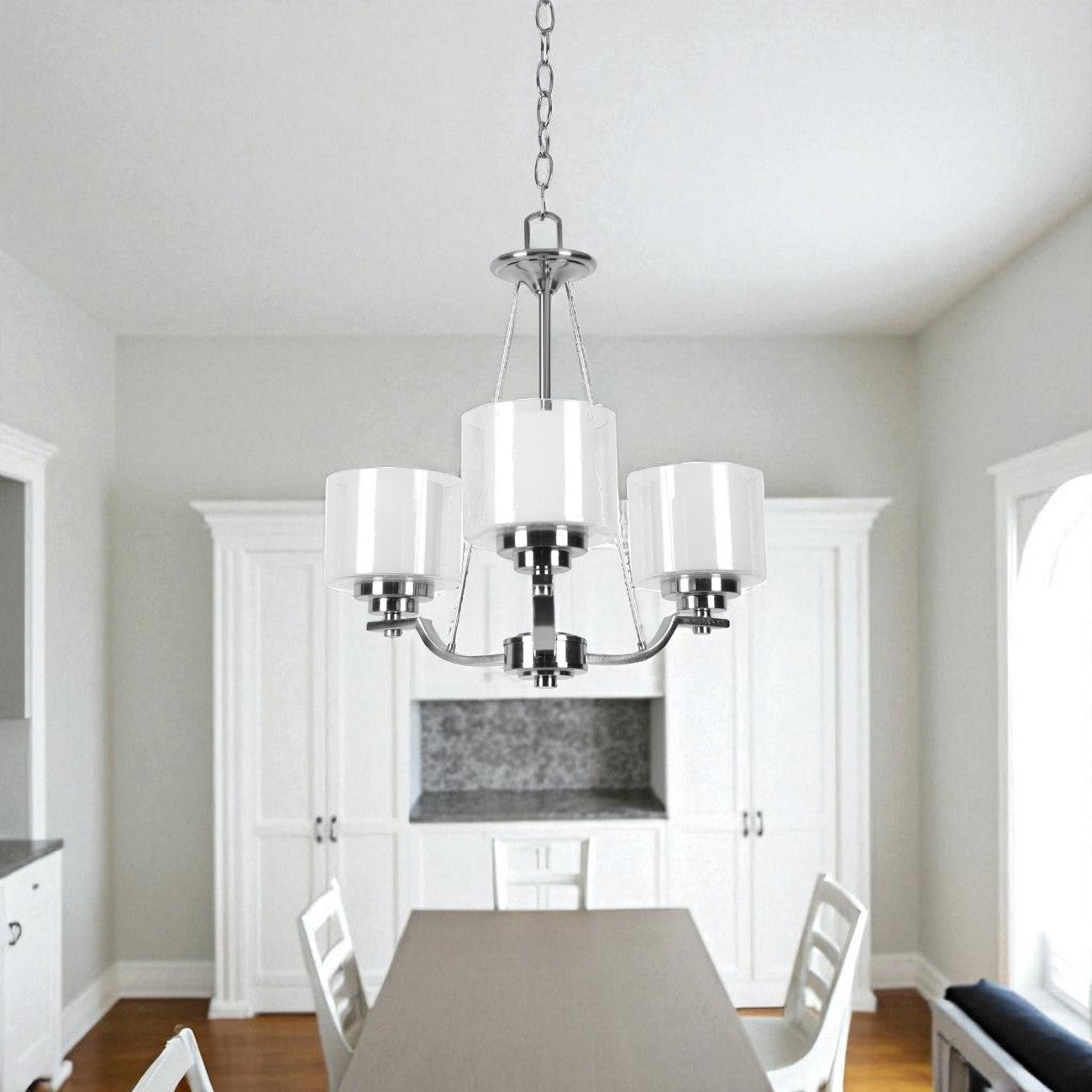 Sunset Lighting 3-Light Chandelier 100W Bright Satin Nickel - F17003-80