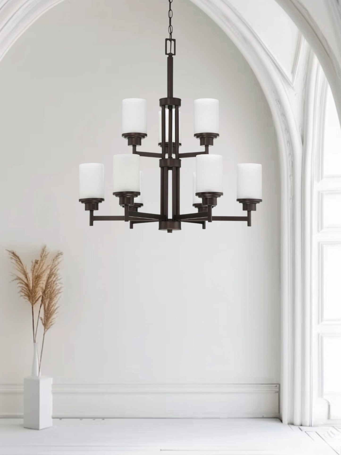 Luminance 9-Light Somes 2-Tier Chandelier w/ Linen Glass F17029-64