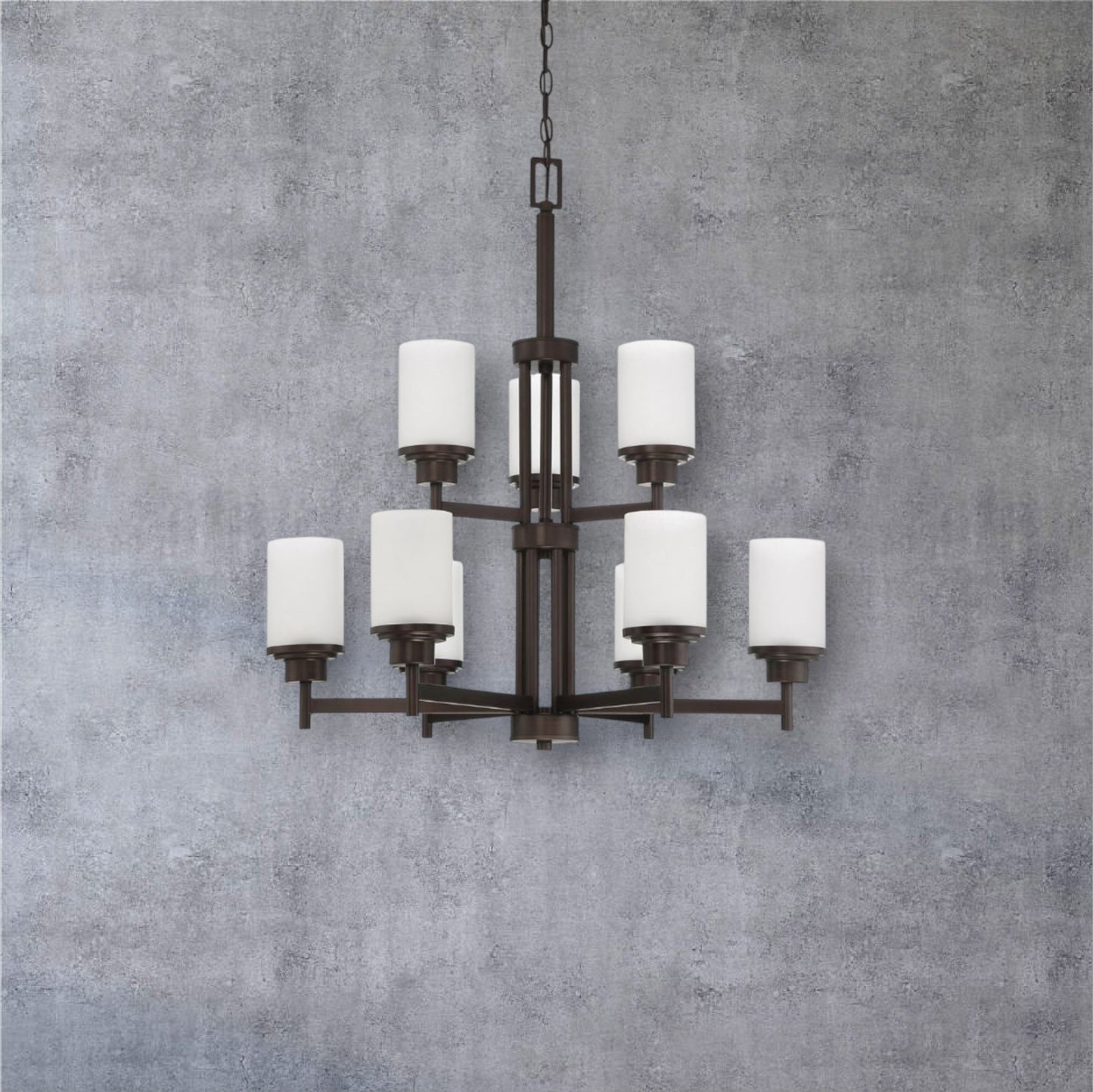Luminance 9-Light Somes 2-Tier Chandelier w/ Linen Glass F17029-64