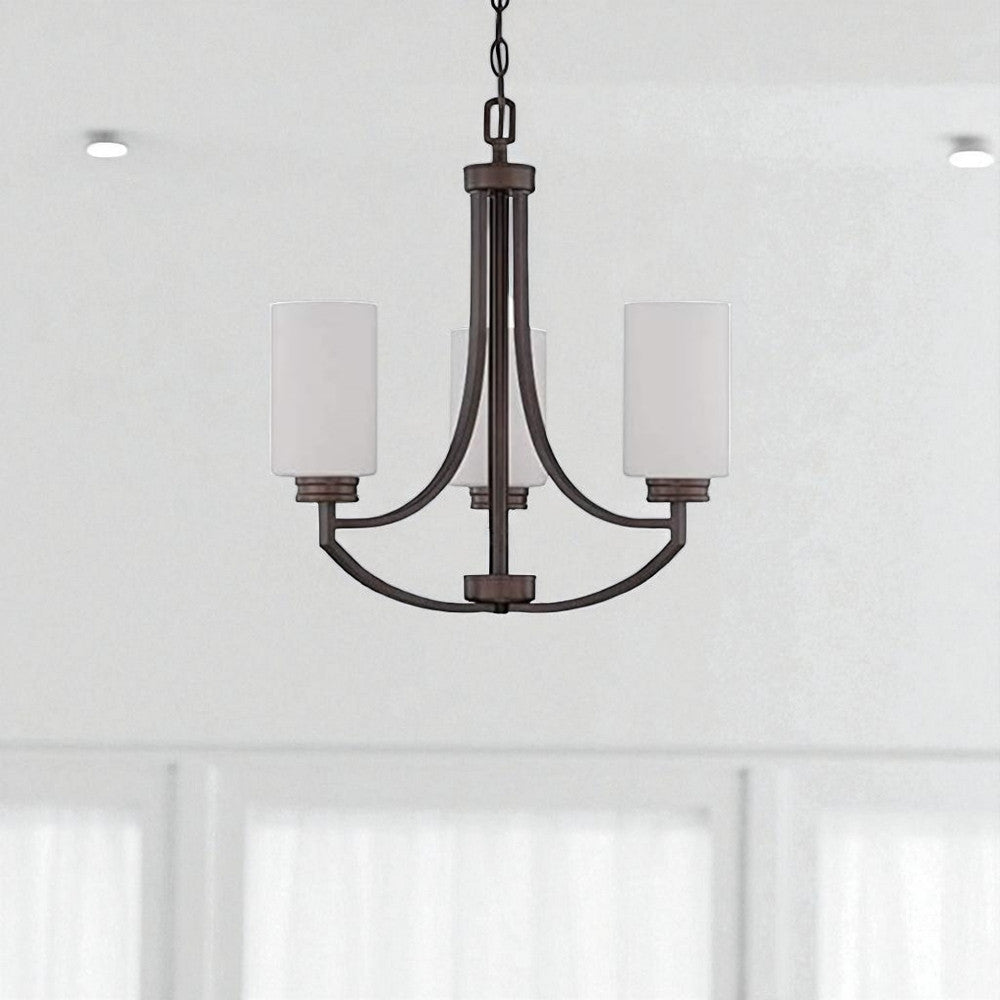 Sunset Lighting F18003-64 Dalton 3-Light Chandelier Opal Etched Glass, Dimmable Provincial Bronze Finish