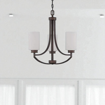 Sunset Lighting F18003-64 Dalton 3-Light Chandelier Opal Etched Glass, Dimmable Provincial Bronze Finish
