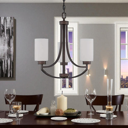 Sunset Lighting F18003-64 Dalton 3-Light Chandelier Opal Etched Glass, Dimmable Provincial Bronze Finish