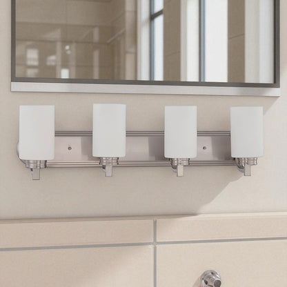 Sunset Lighting F18014-80 Dalton Four Light Vanity Opal Etched Glass, 100W, Bright Satin Nickel