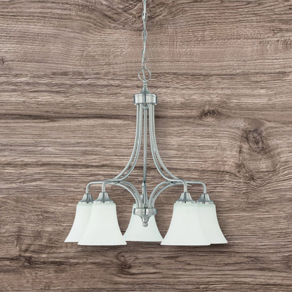Sunset 5-Light MB Darby Chandelier 100W Down Bright Satin Nickel F18056-80