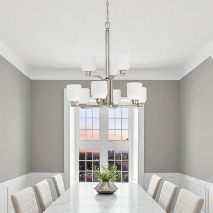 Luminance Quartz 9-Light Nickel Chandelier Opal Glass - F19029-80