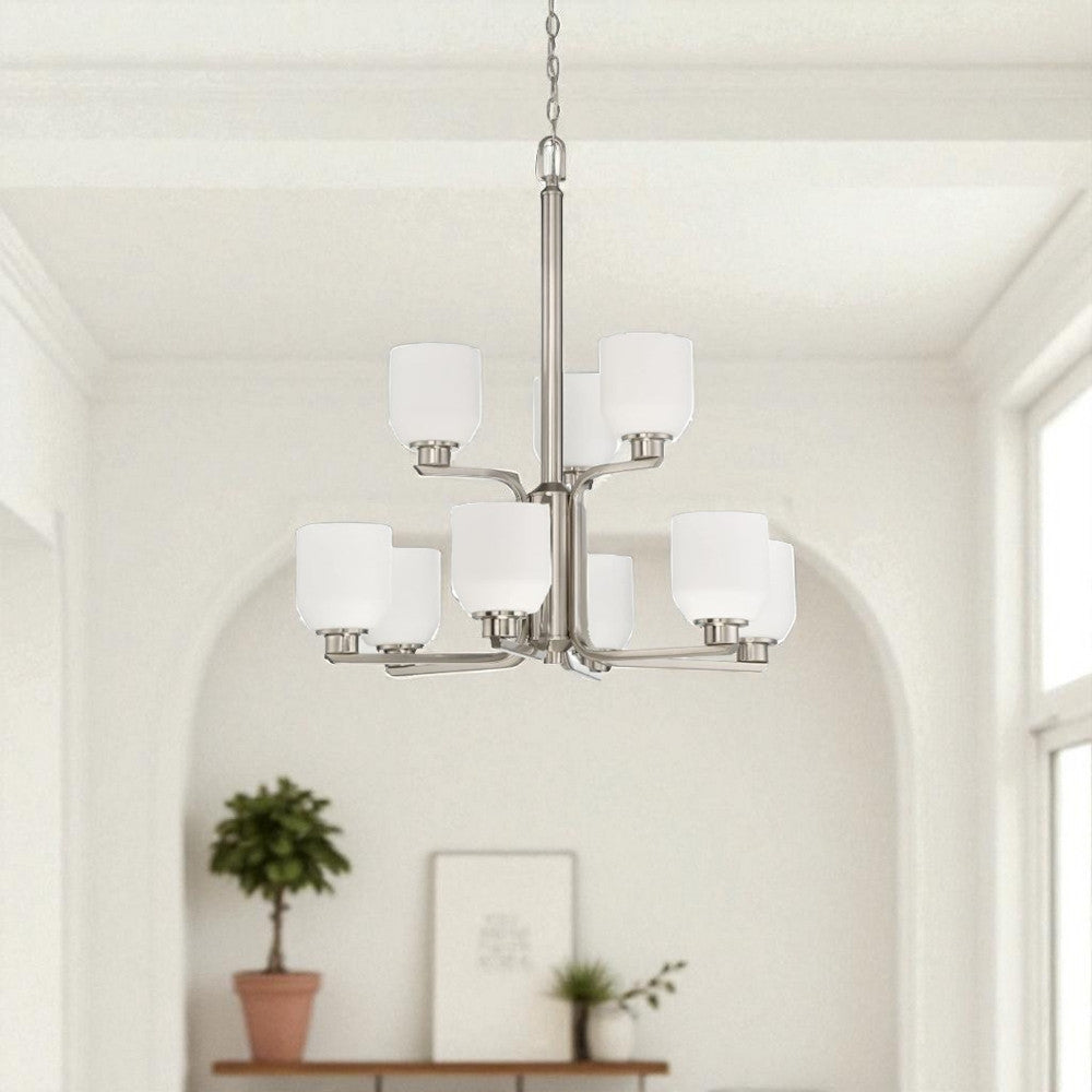 Luminance Quartz 9-Light Nickel Chandelier Opal Glass - F19029-80