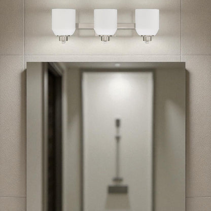 Sunset Lighting Quartz 3-Light Vanity, Opal Glass Bright Satin Nickel F19033-80