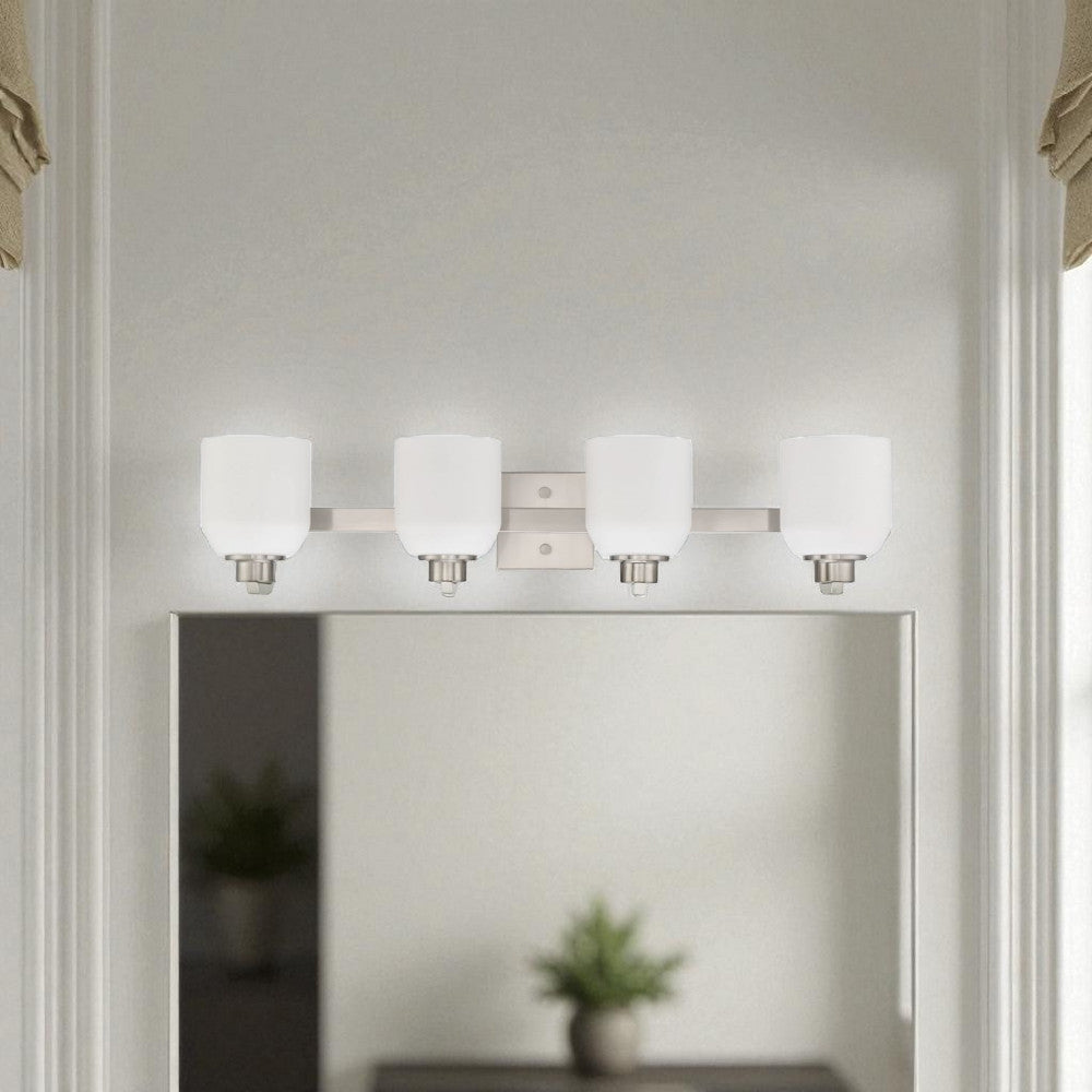 Sunset 4-Light Quartz Vanity Satin nickel Opal Glass F19034-80