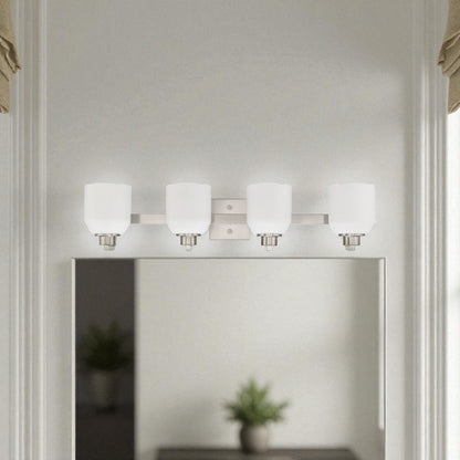 Sunset 4-Light Quartz Vanity Satin nickel Opal Glass F19034-80
