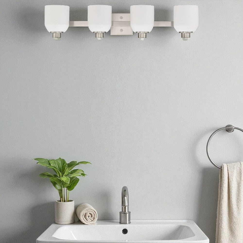 Sunset 4-Light Quartz Vanity Satin nickel Opal Glass F19034-80