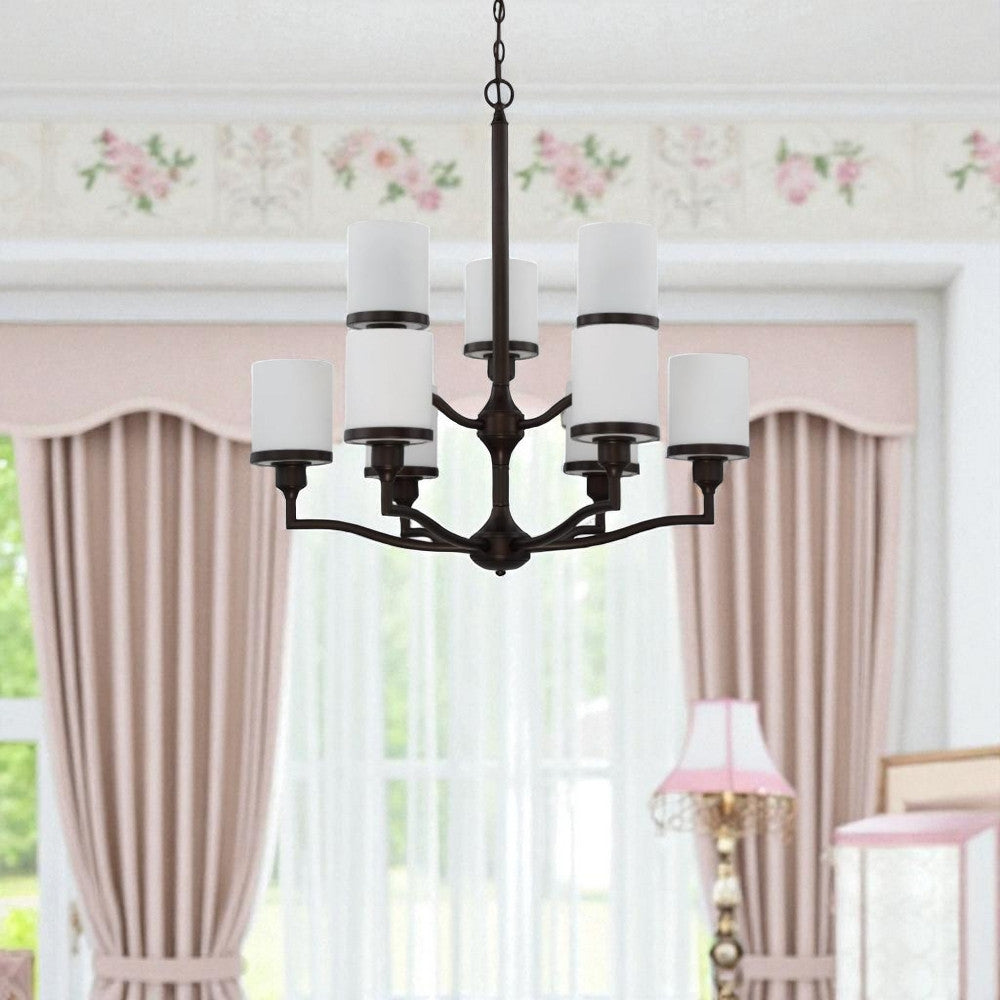 Sunset F21009-64 9-Light 60W Mb Payton Two-Tier Chandelier Provincial Bronze
