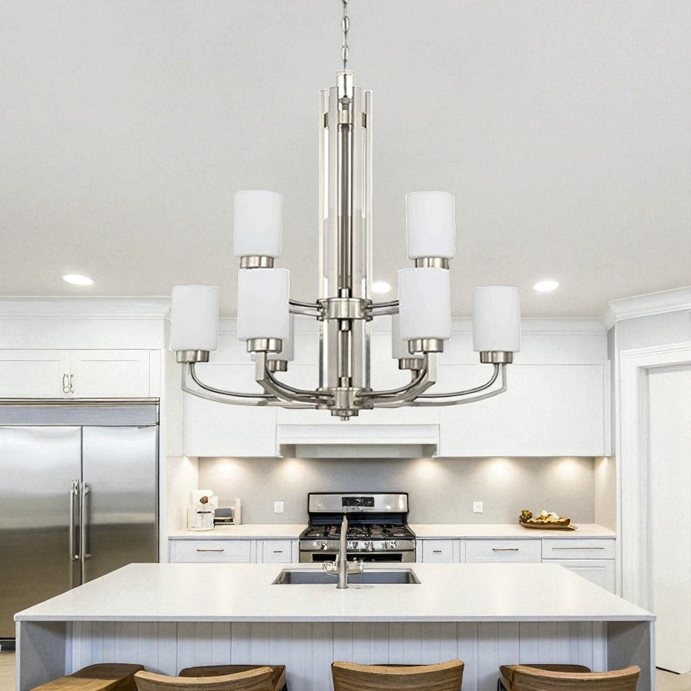 LUMINANCE F22009-80 Chandelier Hadley 9-Lights 60W MB Satin Nickel