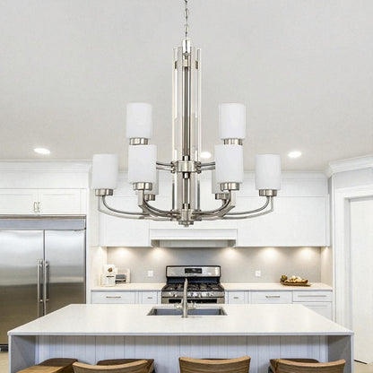 LUMINANCE F22009-80 Chandelier Hadley 9-Lights 60W MB Satin Nickel