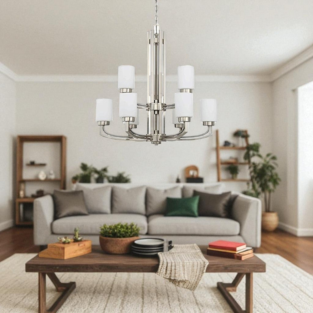 LUMINANCE F22009-80 Chandelier Hadley 9-Lights 60W MB Satin Nickel