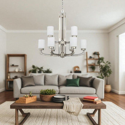 LUMINANCE F22009-80 Chandelier Hadley 9-Lights 60W MB Satin Nickel