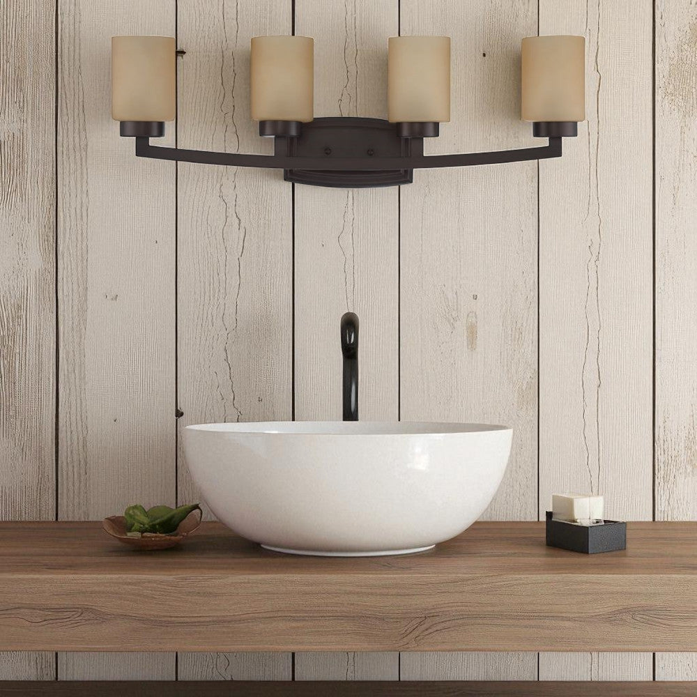 Luminance Hadley Four Light Vanity Amber Glass Provincial Bronze F22114-64