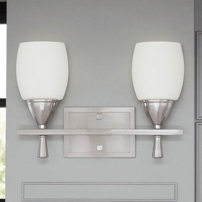 Sunset Lighting Sunset Lighting Bristol Two Light Vanity Wall Light Dimmable Bright Satin Nickel F2295-80-LED-JA8