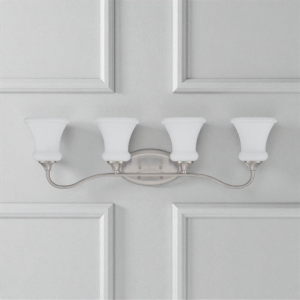 Sunset Lighting Valare Vanity 4-Light, 100W Bright Satin Nickel Opal Glass F23014-80