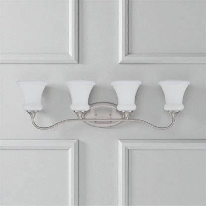 Sunset Lighting Valare Vanity 4-Light, 100W Bright Satin Nickel Opal Glass F23014-80
