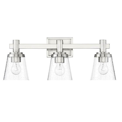 Sunset Lighting F24103-80 Riella 3Lt Mb Vanity With Clear Seeded Glass Bright Satin Nickel