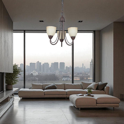 Sunset Lighting 3-Light Chandelier Alpine Glass, 19" Rubbed Bronze Finish  F2483-62