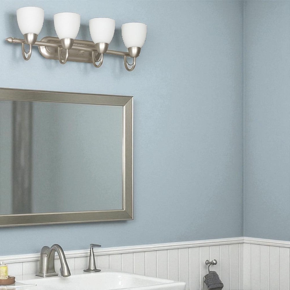 Sunset Lighting 30" 4-light Vanity Opal Glass, Satin Nickel Finish - F2494-53