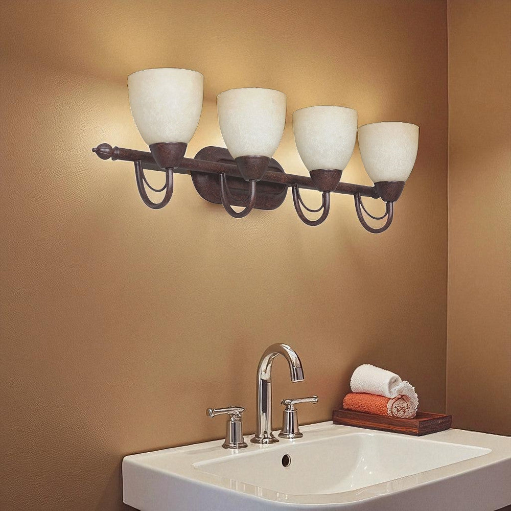 Sunset Lighting F2494-62 30" 4-light Vanity Alpine Glass, Rubbed Bronze Finish