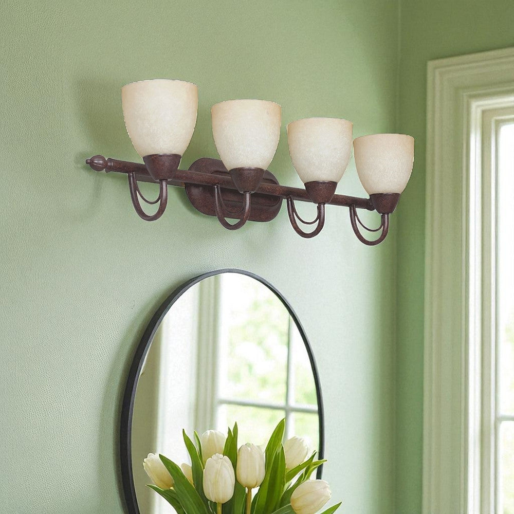 Sunset Lighting F2494-62 30" 4-light Vanity Alpine Glass, Rubbed Bronze Finish