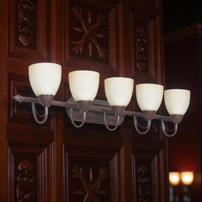 Sunset Lighting 36" 5-Light Vanity Alpine Glass, Rubbed Bronze Finish F2495-62