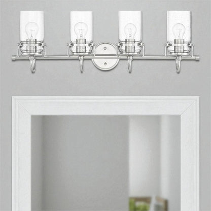 Sunset Lighting Qairo 4-Light Mb Vanity Clear Seeded Glass Bright Satin Nickel F25204-80