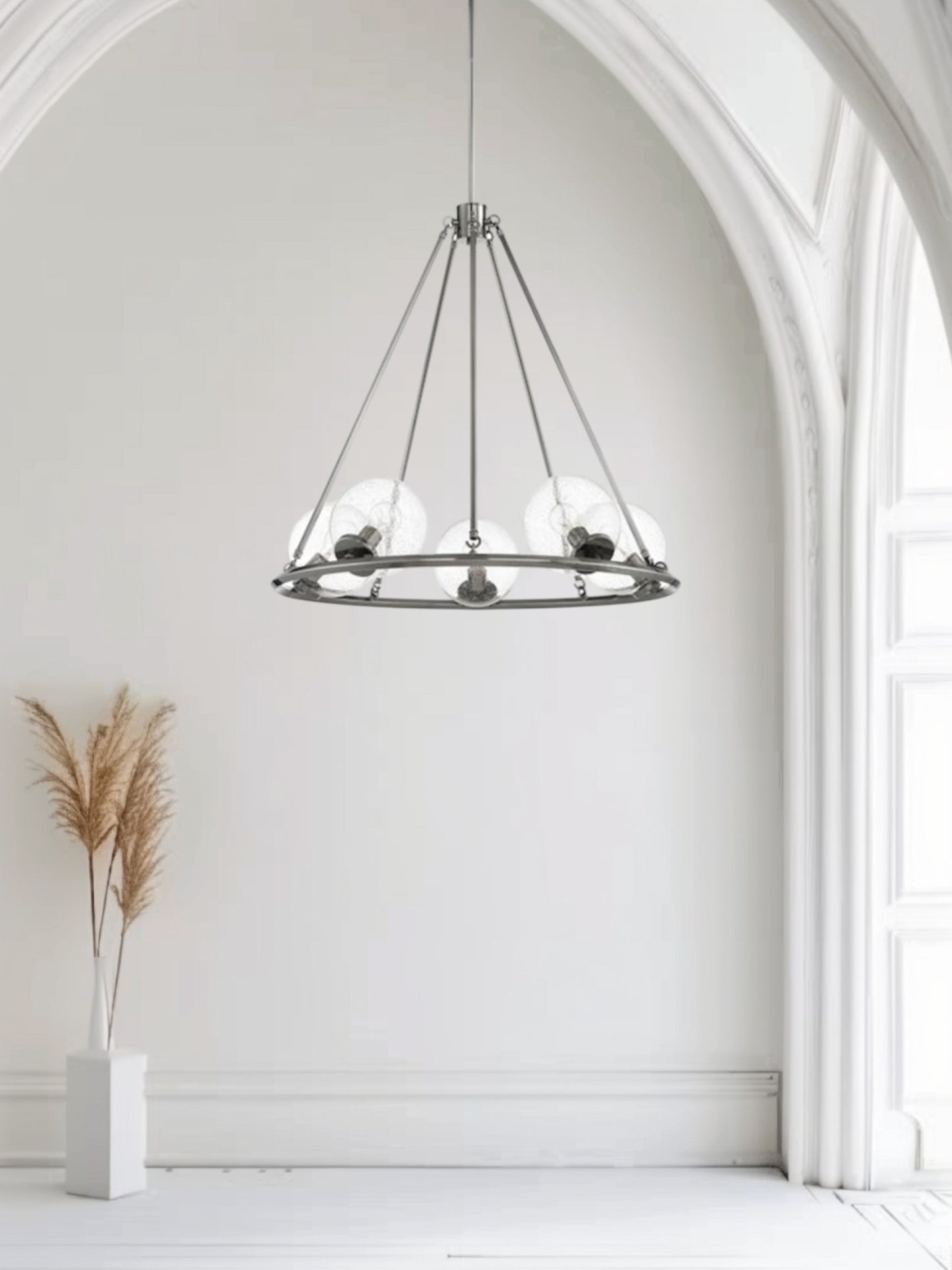 Luminance F26115-57 Messier 5 Light Chandelier Clear Seeded Glass Globe Dimmable - Antique Gunmetal