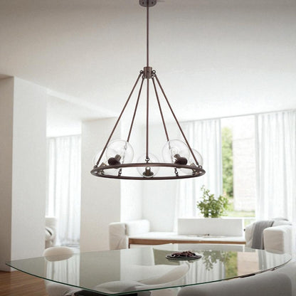 Luminance Messier 5-Light Chandelier Clear Seeded Glass Globe Provincial Bronze F26115-64