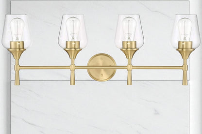Sunset Lighting F27014-18 Four Light Stella Vanity - Clear Glass - with Champagne Gold Finish