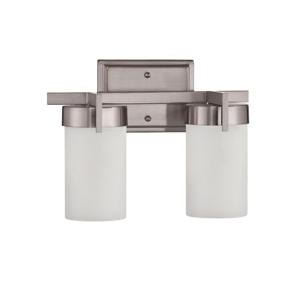 Sunset Lighting 2-Light Luminette Vanity Satin Nickel w/ Opal Glass F2862-80
