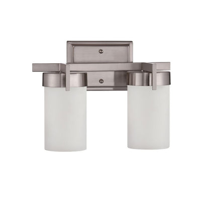 Sunset Lighting 2-Light Luminette Vanity Satin Nickel w/ Opal Glass F2862-80