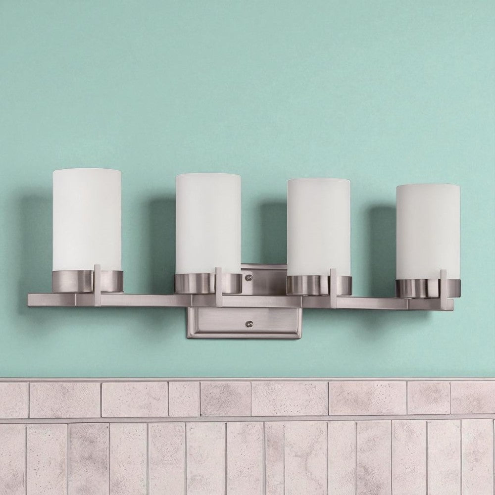 Sunset Lighting 4-Light Vanity Fixture Contemporary Satin Nickel Finish - F2864-80