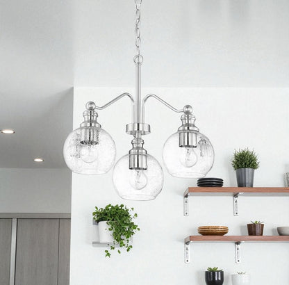 Sunset Oriana 3-Light Chandelier Seeded Glass Bright Satin Nickel F29003-80