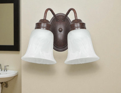 Sunset Lighting 2-Light Wall Sconce w/ Faux Alabaster Glass, Rubbed Bronze Finish F3332-62