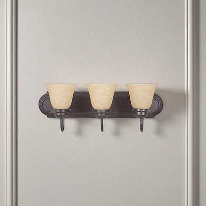 Sunset Lighting 3-Light Bath Vanity Tea Stained Glass, Oil Bronze - F3563-44