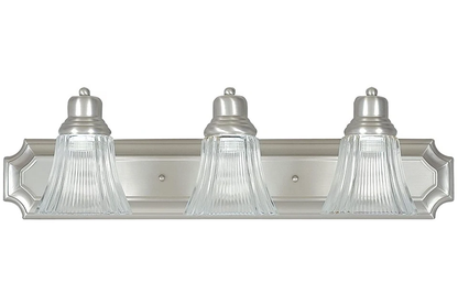 Sunset Lighting 3-Light Vanity Prismatic Clear Glass Satin Nickel Finish - F3573-53
